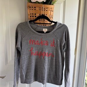 Sundry Gray Long Sleeve Tee with Red Script